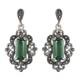 Marcasite And Green Quartz Art Nouveau Drop Earrings Solid Sterling Silver