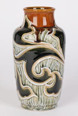 Mark V Marshall Doulton Lambeth Art Nouveau Abstract Leaf Design Vase