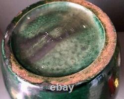 Max Laeuger Lauger Vase for Karlsruhe, Black Green Drip Glaze Baden Pottery 33cm