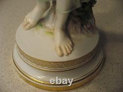 Meissen Art Nouveau Porcelain Figurine Lady Green Dress Ball Player about 15T