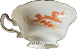 Moore Bros Art Nouveau Teacup w Figure Japonisme Orange Green 1902-05 porcelain