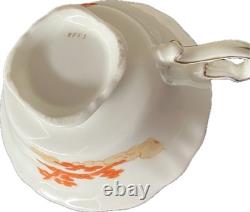 Moore Bros Art Nouveau Teacup w Figure Japonisme Orange Green 1902-05 porcelain