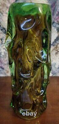 Murano Skrdlovice Uranium Vaseline Vase Vintage 9 Lbs Heavy XXL