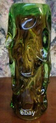 Murano Skrdlovice Uranium Vaseline Vase Vintage 9 Lbs Heavy XXL