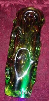 Murano Skrdlovice Uranium Vaseline Vase Vintage 9 Lbs Heavy XXL