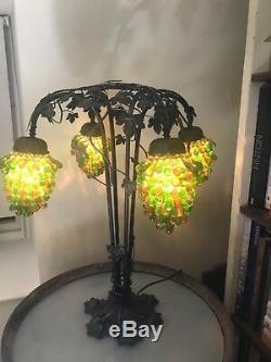 Murano glass grape lamp shades with metal vine base