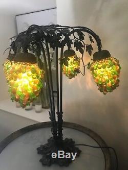 Murano glass grape lamp shades with metal vine base
