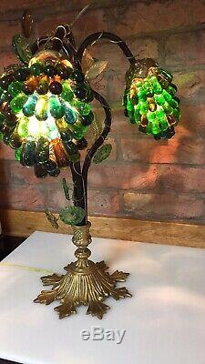 Murano glass grape lamp shades with metal vine base Beautiful