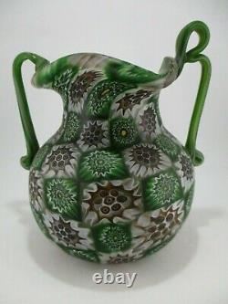 Murano vase Millefiori brothers Toso vase 1940 green Art Deco Art Nouveau