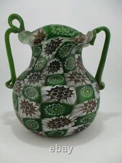 Murano vase Millefiori brothers Toso vase 1940 green Art Deco Art Nouveau
