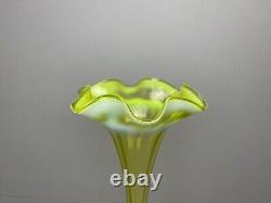 NEW LISTING Green Opalescent green Glass Trumpet Vase c1900 Art Nouveau