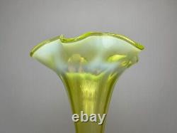 NEW LISTING Green Opalescent green Glass Trumpet Vase c1900 Art Nouveau