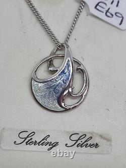 NICOLE BARR Sterling Silver/925 Vitreous Blue/GREEN Enamel ART NOUVEAU Style