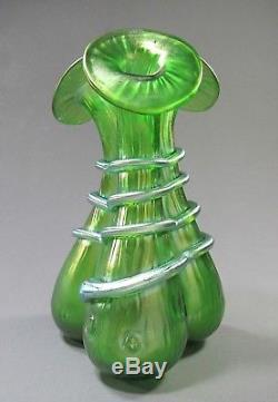 Nice LOETZ Art Glass Crete Rusticana Triple Bud Vase withSerpent ca. 1899 Rare Form