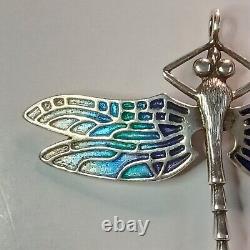 Norman Grant Vintage Art Nouveau Style Silver Dragonfly Pendant PLEASE READ