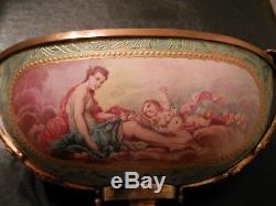 OLD antique Sevres Artist LUCOT signed PORCELAIN and Bronze URN Centerpiece $$$