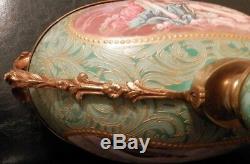 OLD antique Sevres Artist LUCOT signed PORCELAIN and Bronze URN Centerpiece $$$