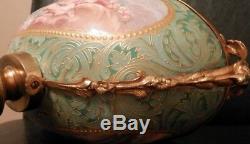 OLD antique Sevres Artist LUCOT signed PORCELAIN and Bronze URN Centerpiece $$$