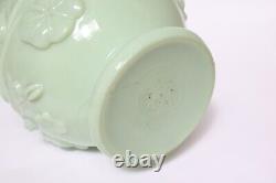 Old 30cm Large Art Nouveau Opal Glass Glass Vase Frosted Glass Green