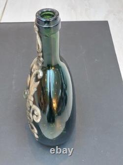 Old Art Nouveau Metal Overlaid Bottle Vase