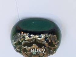 Old Art Nouveau Metal Overlaid Bottle Vase