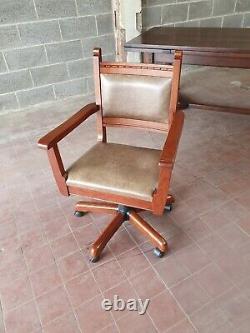 Old Charm Oak Leather Gainsborough/captains/desk Chair/ Green Leather Desk Chair