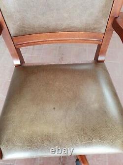 Old Charm Oak Leather Gainsborough/captains/desk Chair/ Green Leather Desk Chair