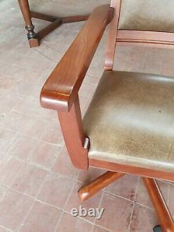 Old Charm Oak Leather Gainsborough/captains/desk Chair/ Green Leather Desk Chair