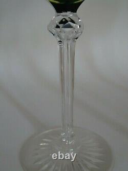 One Antique Roemer Wine Glass Crystal Val Saint Lambert Pattern Uranuim Vaseline