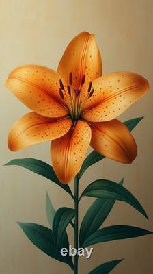 Orange Green And Lily Art Nouveau Style Canvas Art Picture Or Gloss Print
