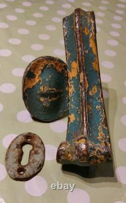 Orig Antique Art Nouveau Heavy Door Knocker, Striking Plate, Keyhole, shabby chic Orig Antique Art Nouveau Heavy Door Knocker, Striking Plate, Keyhole, shabby chic