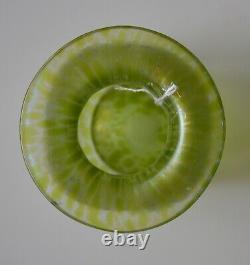 Original Antique Loetz Papillon Glass Vase Green Iridescence (c. 1900)