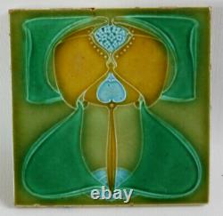 Original CLEVELAND 6 x 6 Antique High Relief Majolica Art Nouveau Tile