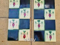 Original Set of 10 Art Nouveau Majolica Fireplace Tiles by T & R Boote