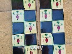 Original Set of 10 Art Nouveau Majolica Fireplace Tiles by T & R Boote