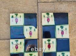 Original Set of 10 Art Nouveau Majolica Fireplace Tiles by T & R Boote