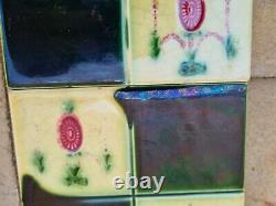 Original Set of 10 Art Nouveau Majolica Fireplace Tiles by T & R Boote