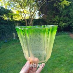 Original Victorian Green Art Nouveau Crimped Glass Oil Lamp Shade 10cm Duplex