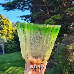 Original Victorian Green Art Nouveau Crimped Glass Oil Lamp Shade 10cm Duplex
