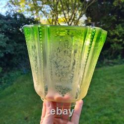 Original Victorian Green Art Nouveau Crimped Glass Oil Lamp Shade 10cm Duplex