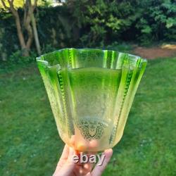 Original Victorian Green Art Nouveau Crimped Glass Oil Lamp Shade 10cm Duplex