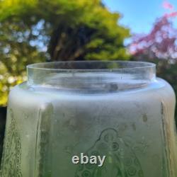 Original Victorian Green Art Nouveau Crimped Glass Oil Lamp Shade 10cm Duplex