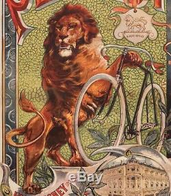 Original Vintage Poster F. Tamagno Peugeot Cycle Lion Bicycle 1895