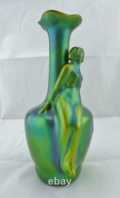 Original ZSOLNAY EOSIN Figures Vase Chandelier Glaze Vase Sitting Woman 20s