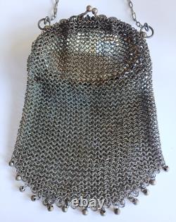 Ornate Antique Art Nouveau Green Rhinestone Butterfly Motif Mesh Purse Bag