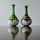 Pair Antique Bohemian Enamelled Glass Vases Artnouveau Lotus Flower Enamel Vases