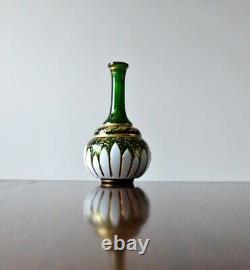 PAIR ANTIQUE BOHEMIAN ENAMELLED GLASS VASES ArtNouveau Lotus Flower Enamel Vases