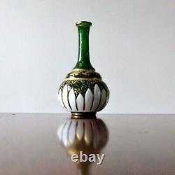 PAIR ANTIQUE BOHEMIAN ENAMELLED GLASS VASES ArtNouveau Lotus Flower Enamel Vases