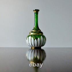 PAIR ANTIQUE BOHEMIAN ENAMELLED GLASS VASES ArtNouveau Lotus Flower Enamel Vases