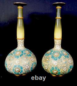 PAIR HUGE ROYAL DOULTON VASES LONG NECK SLATERS PATENT SUPERB 42 Cm-MINT